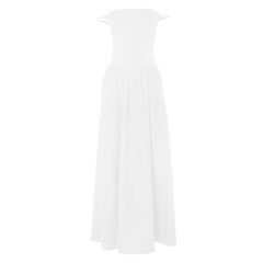 Off shoulder solid backless maxi dress