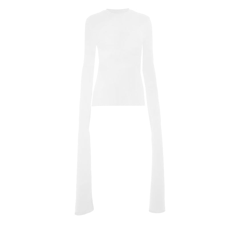 Long sleeve crewneck solid slit top