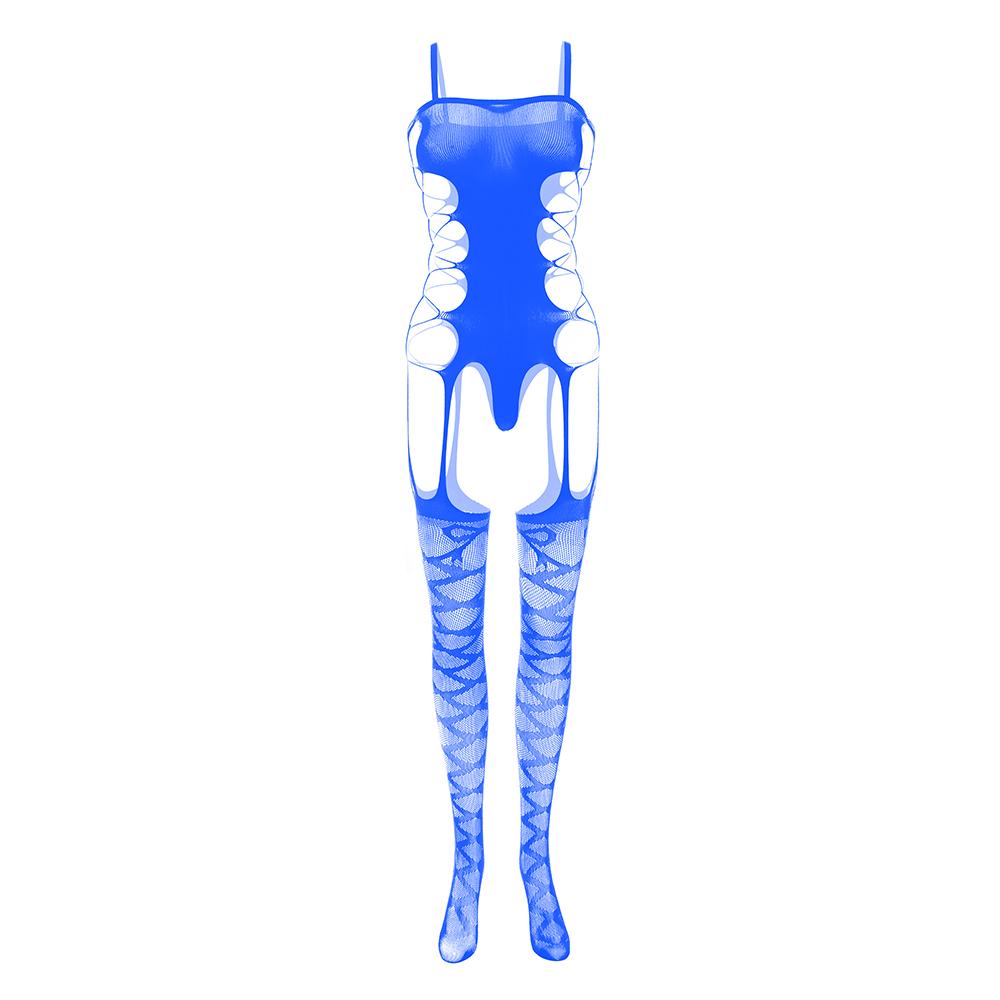 Hollow out bandage solid open crotch suspender bodystocking