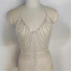 Halter hollow out beaded crop top