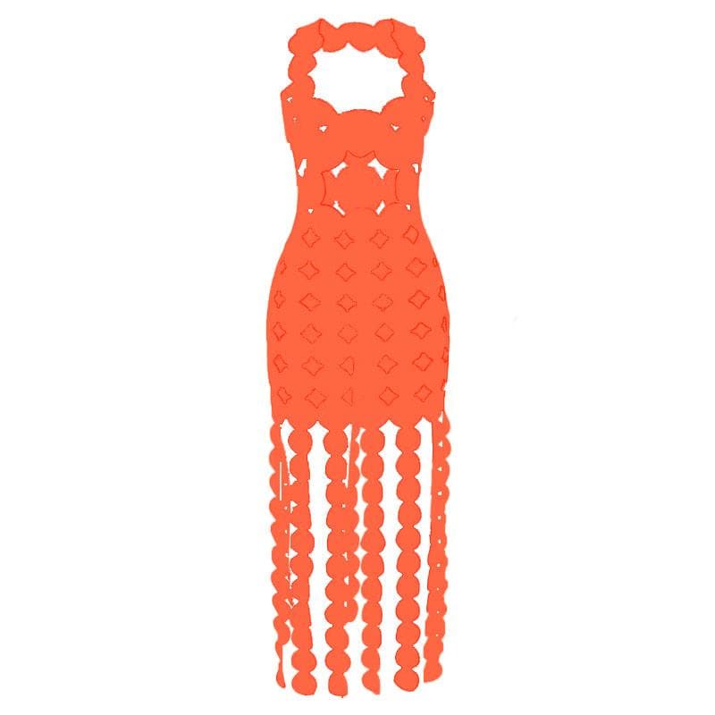Hollow out backless sleeveless low cut solid maxi dress  | red tango dress