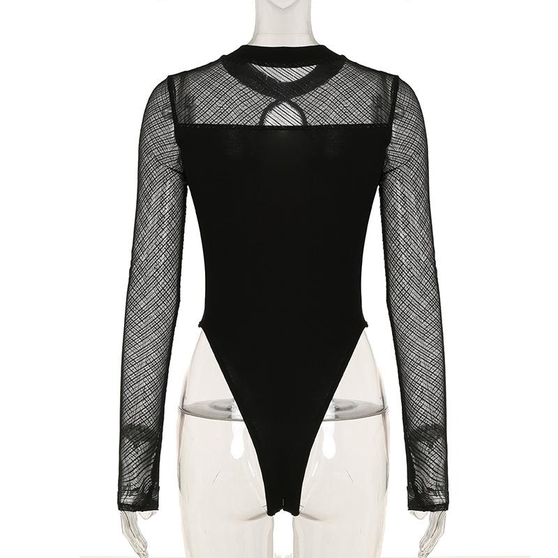 Long sleeve crewneck hollow out bodysuit