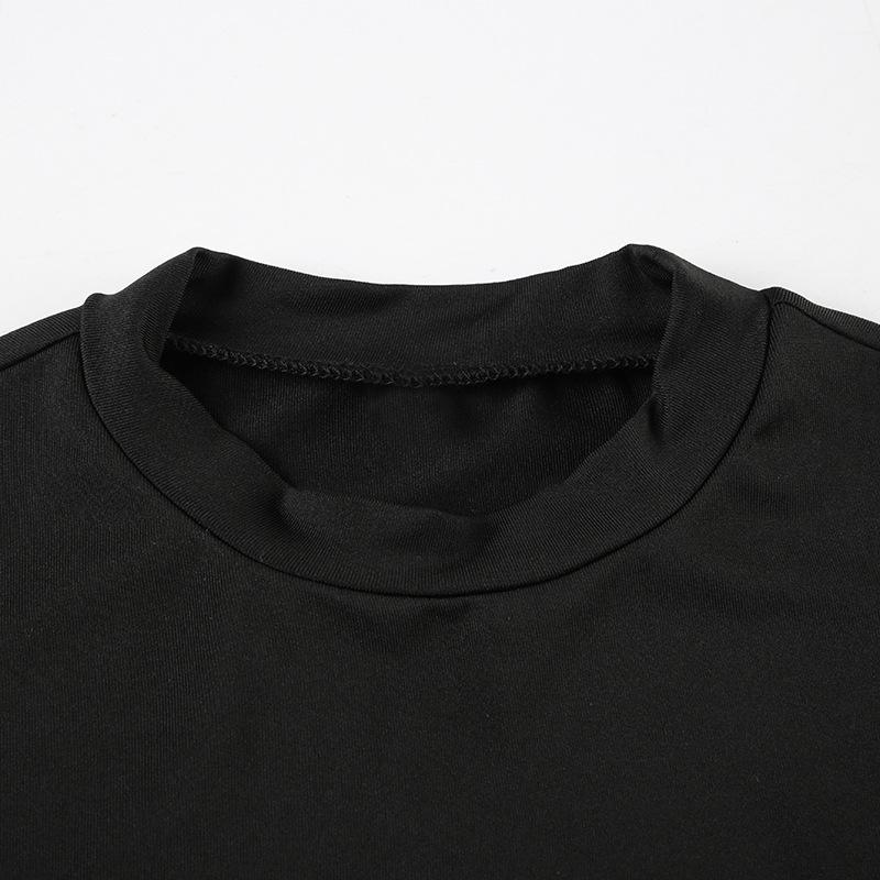 High neck long sleeve hollow out self tie bodysuit