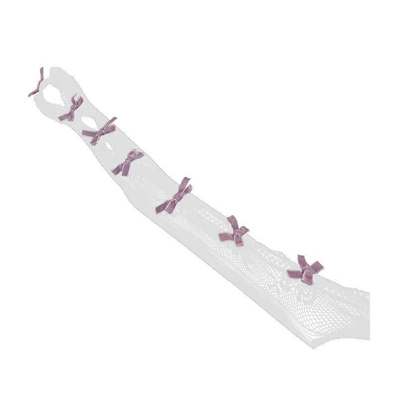 Lace bowknot hollow out contrast gloves