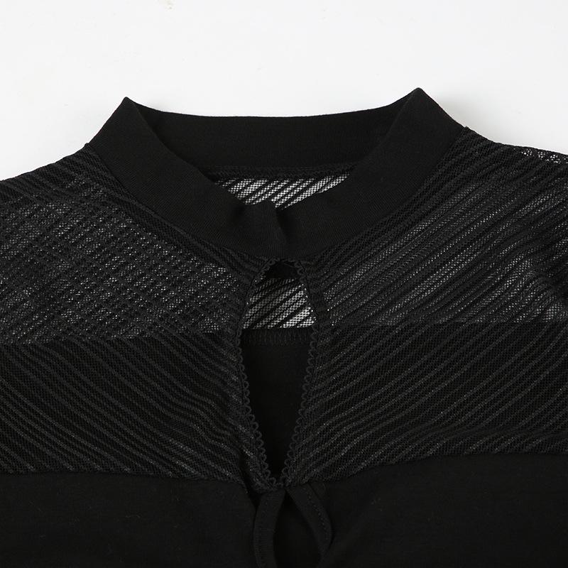 Long sleeve crewneck hollow out bodysuit