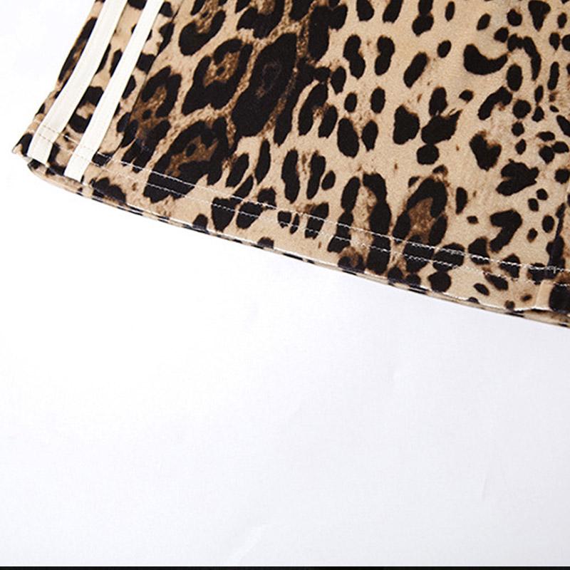 Leopard print contrast patchwork medium rise pant