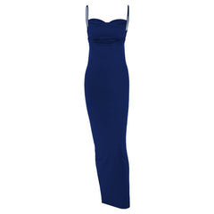 Ruched solid backless cowl neck cami maxi dress  | red tango dress