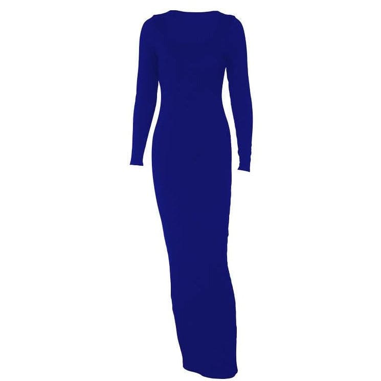 Long sleeve solid u neck maxi dress  | red tango dress