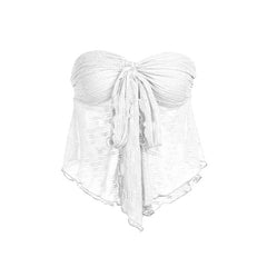 Sweetheart neck ruched ruffle tube top
