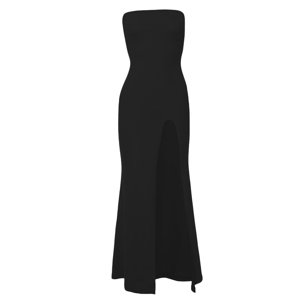 High slit solid backless tube maxi dress  | red tango dress