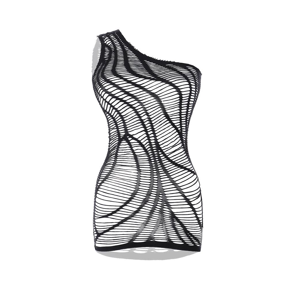 One shoulder irregular spider web mini dress