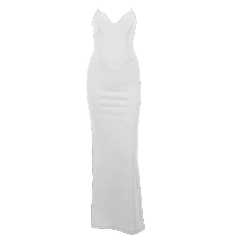 Zip-up solid v neck backless slit tube maxi dress  | red tango dress