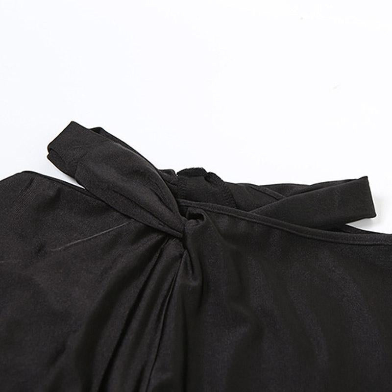 Halter hollow out ruched low rise crop pant set