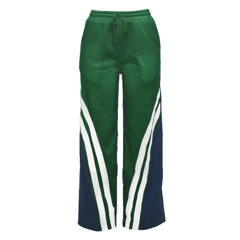 Drawstring medium rise pocket patchwork contrast pant