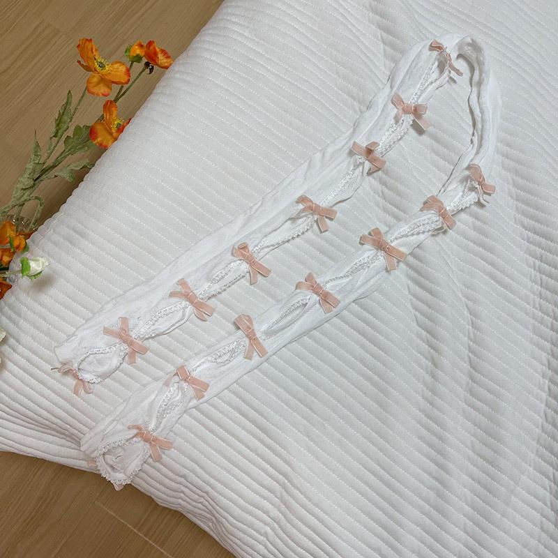 Lace bowknot hollow out contrast gloves