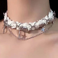 Strawberry star fluffy choker necklace