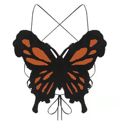 Butterfly pattern backless corss back cami top
