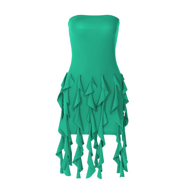 Ruffle backless sleeveless solid tube mini dress  | red tango dress