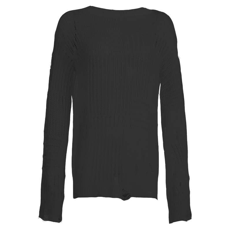 Crochet long sleeve solid hollow out cut out top