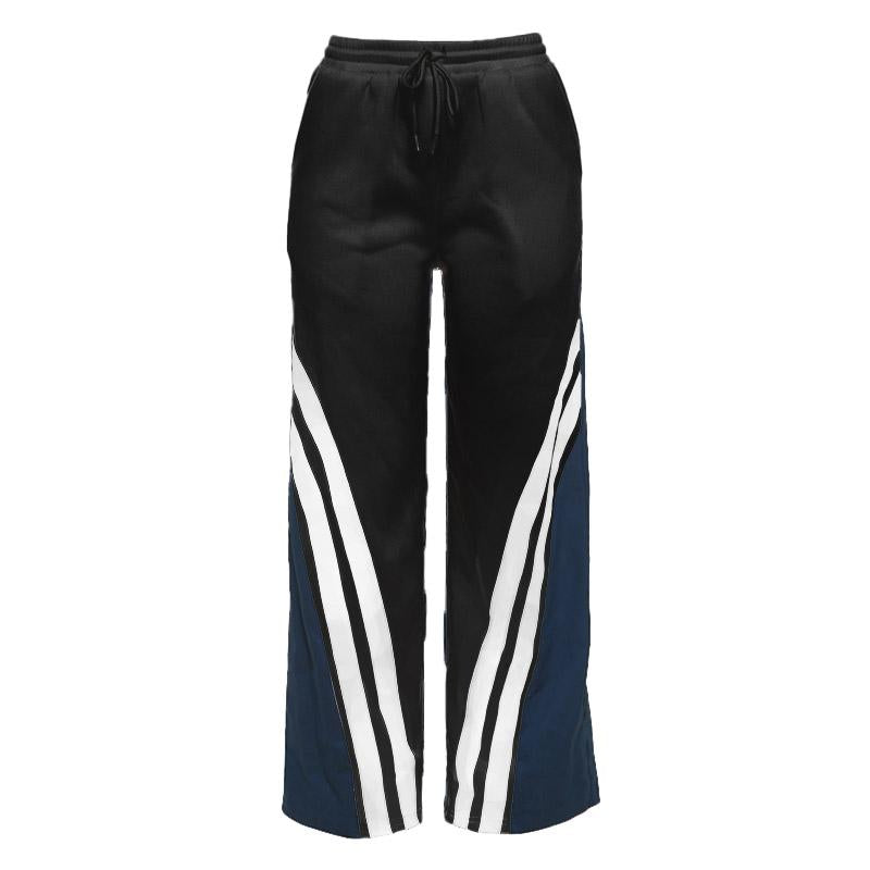 Drawstring medium rise pocket patchwork contrast pant