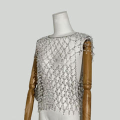 Crewneck crystal hollow out top