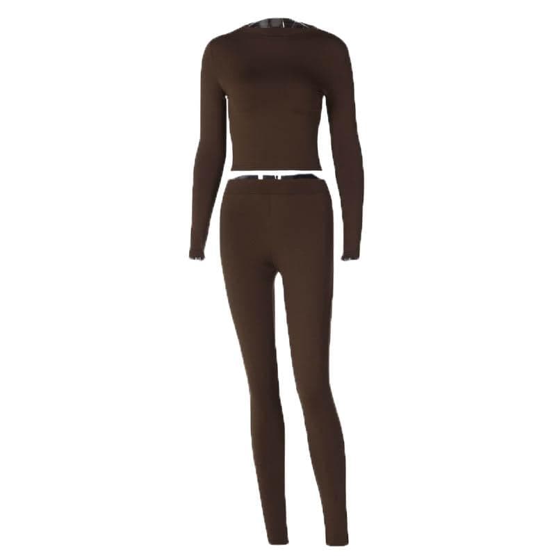 Long sleeve crewneck solid pant set