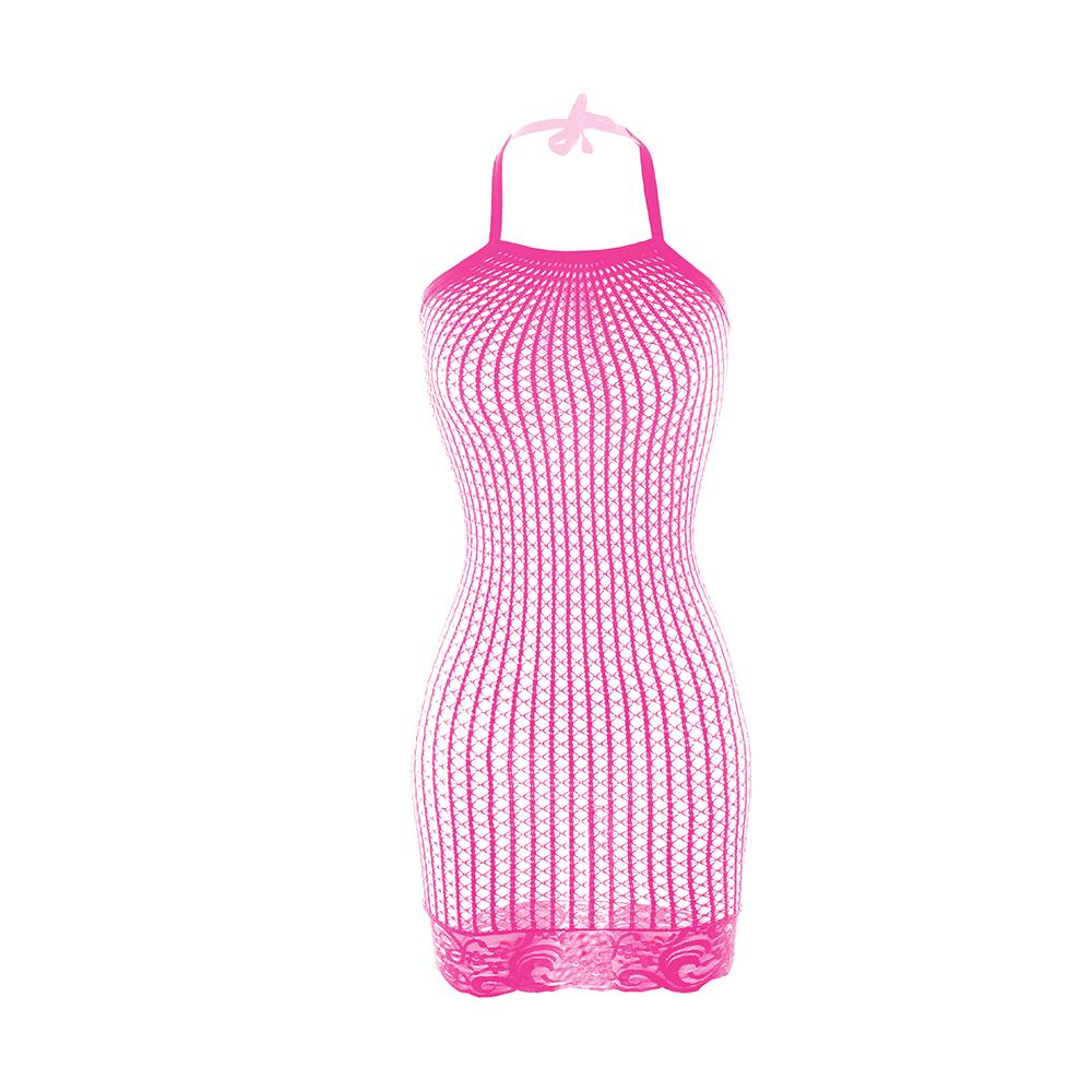 Halter lace hem solid net mini dress  | red tango dress