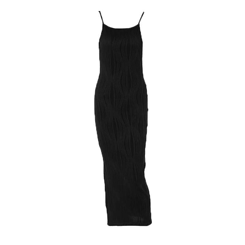 Textured slit backless solid cami midi dress  | red tango dress
