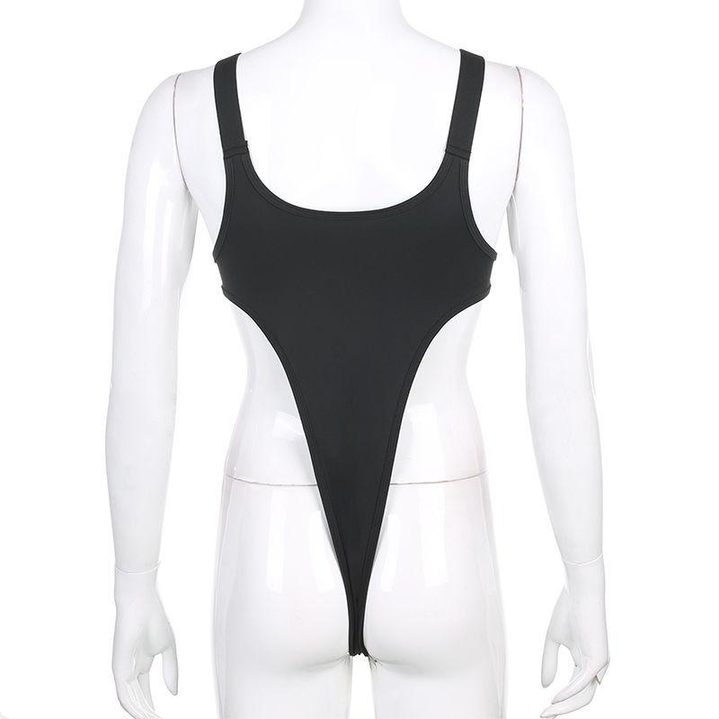 Solid button sleeveless bodysuit