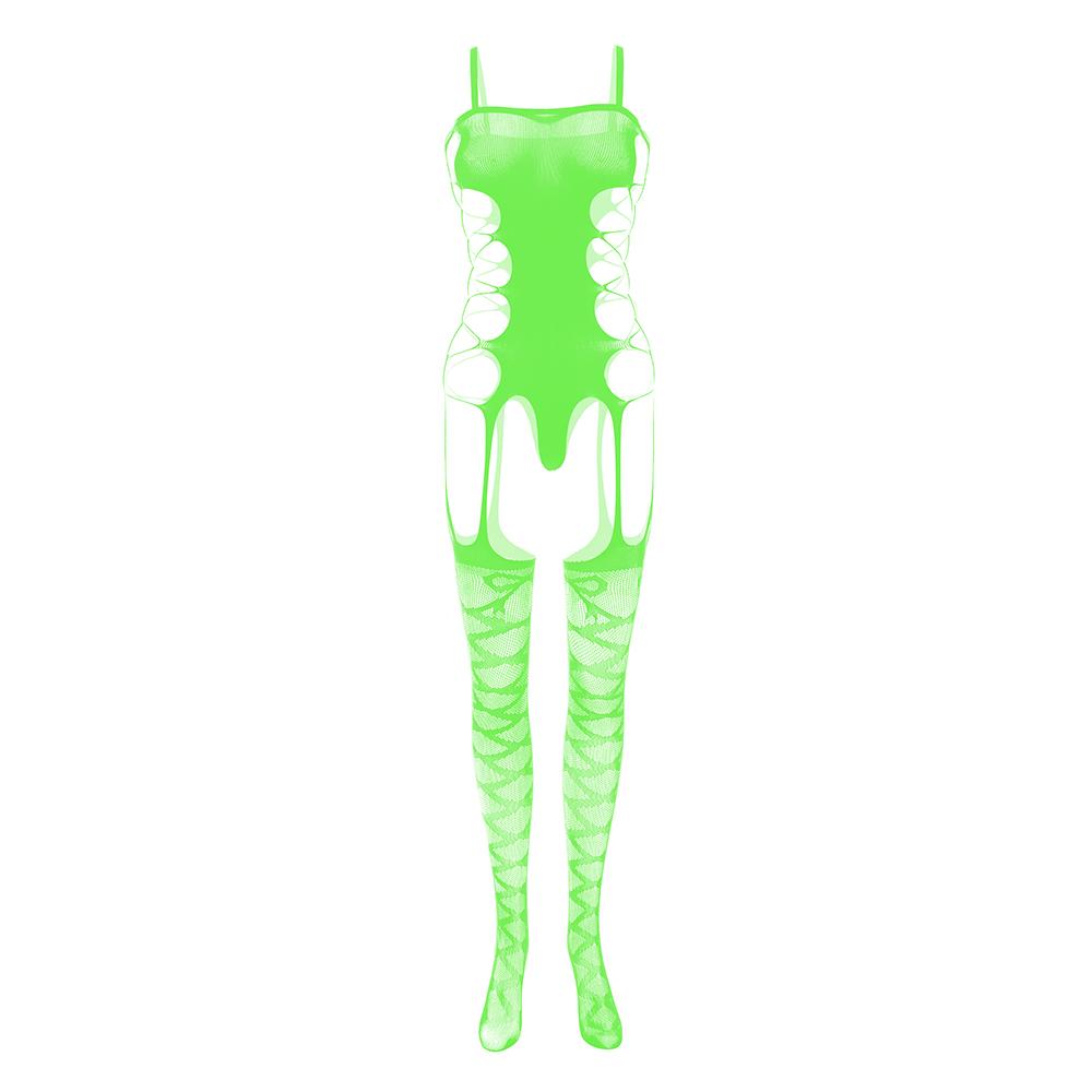 Hollow out bandage solid open crotch suspender bodystocking