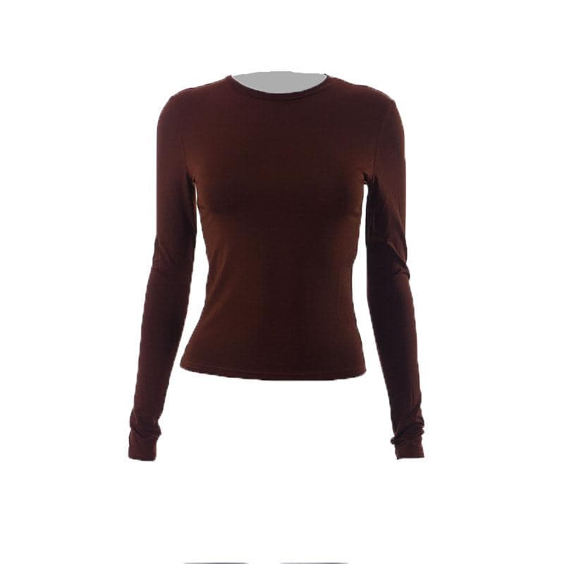 Crewneck solid long sleeve top