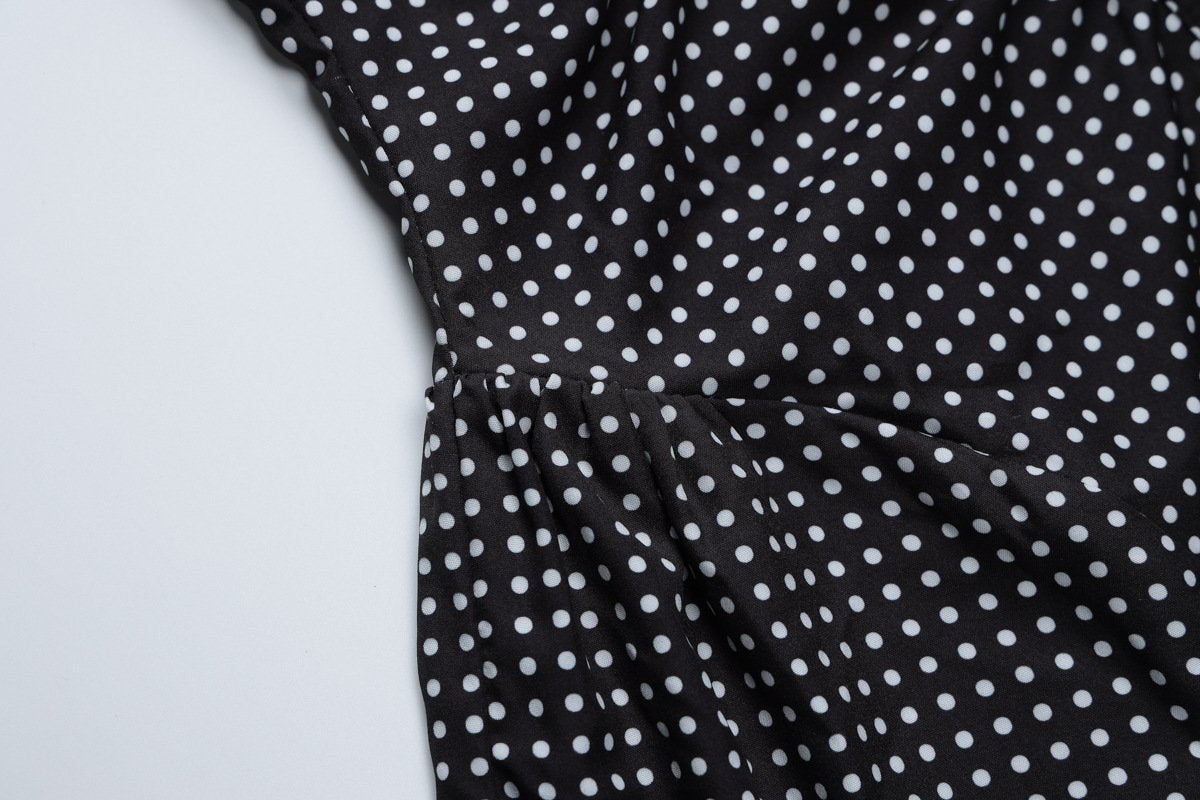 Polka dot button ruched cami mini dress
