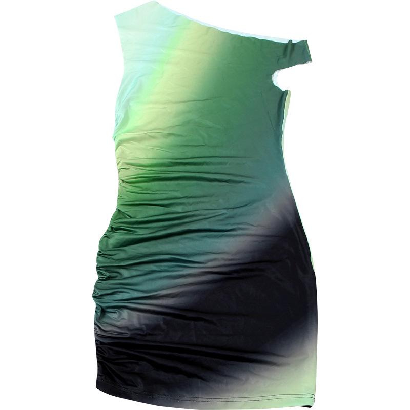 Off shoulder gradient ruched mini dress