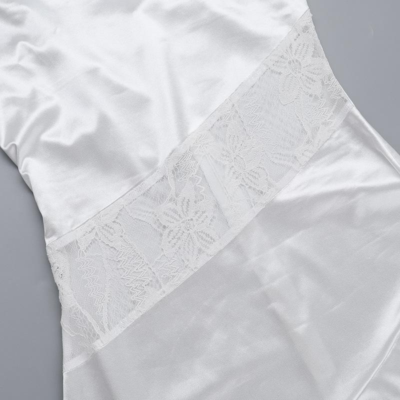 Satin lace hem patchwork ruffle cami mini dress