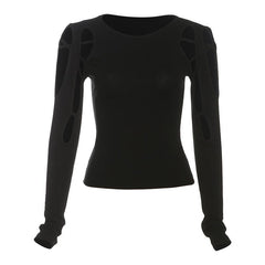 Long sleeve web hollow out top