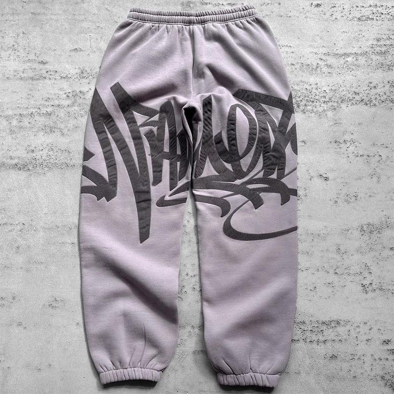 Letter print zip-up hoodie pant set