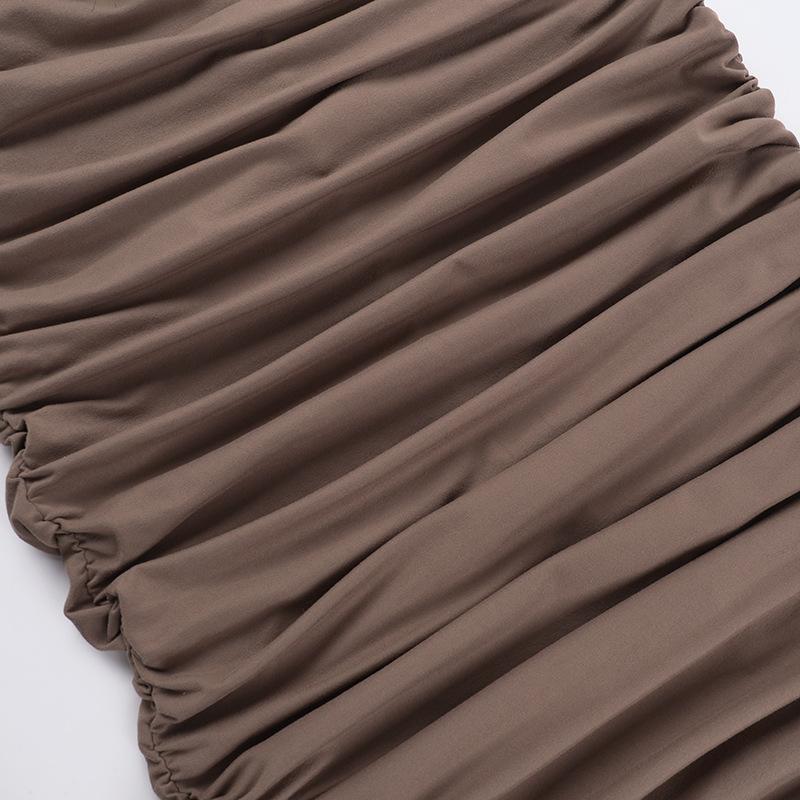 Ruched fluffy shrug slit cami maxi dress