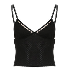 V neck bowknot lace hem backless cami top