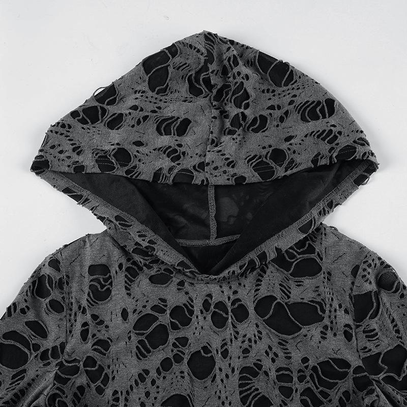 Hoodie long sleeve hollow out top