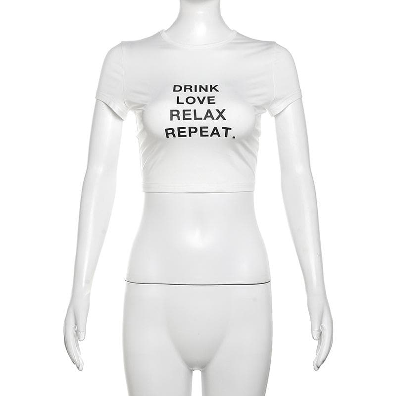 Short sleeve crewneck ruched letter print crop top