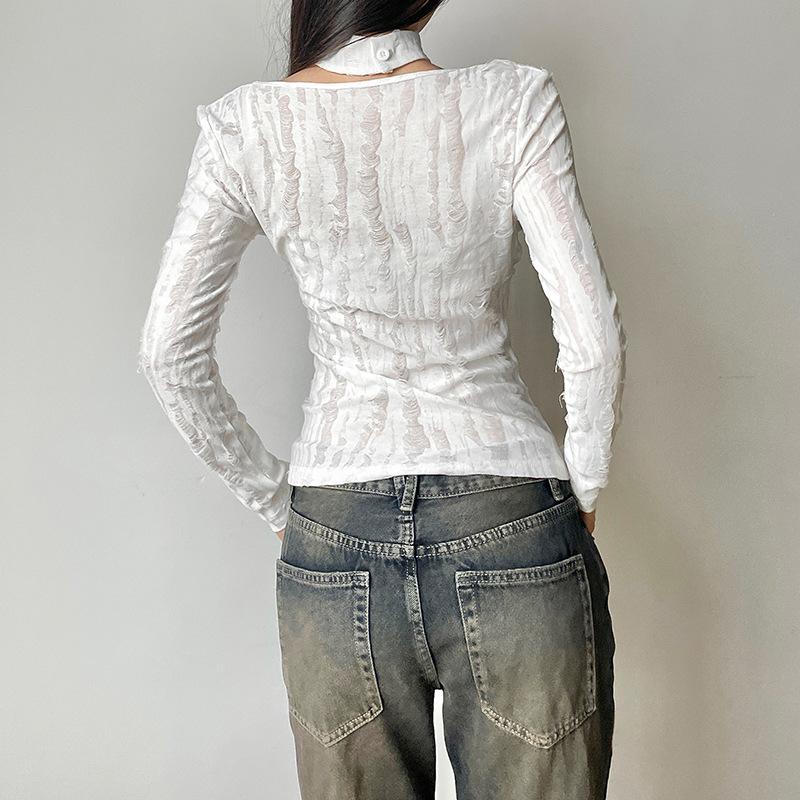 Long sleeve cowl neck solid 2 piece top