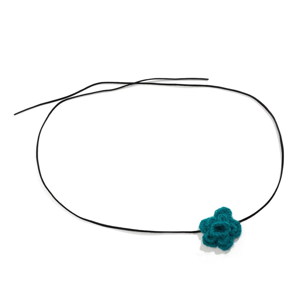Knitted self tie flower applique waist chain