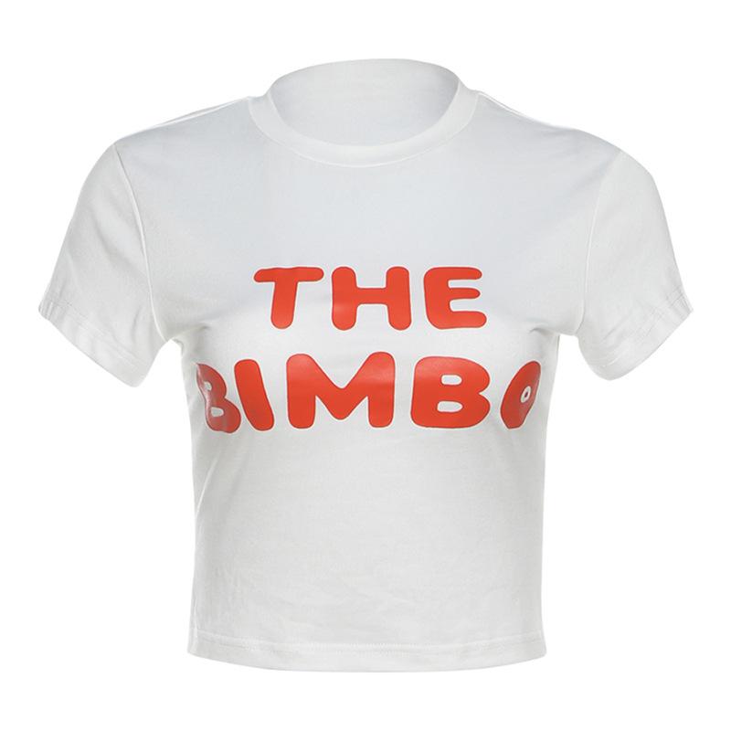 Short sleeve crewneck “THE BIMBOâ€?pattern crop top