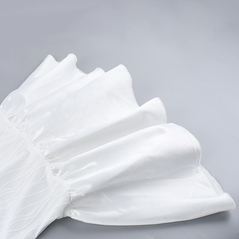 Long flared sleeve ruffle mini dress