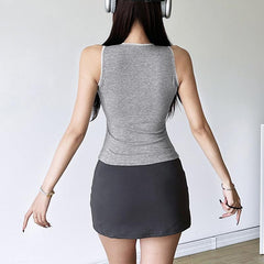 Crewneck hollow out self tie bowknot pattern top