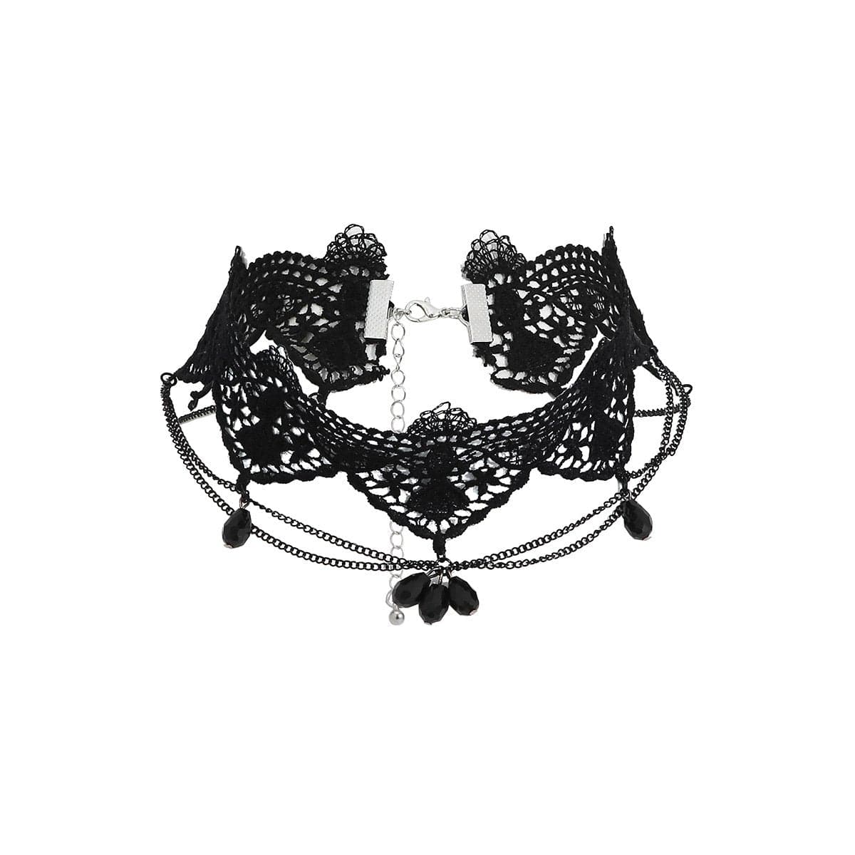Lace hem layered choker necklace