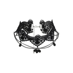 Lace hem layered choker necklace