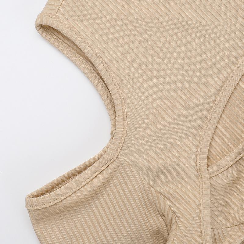 Long sleeve off shoulder knitted hollow out self tie mini dress