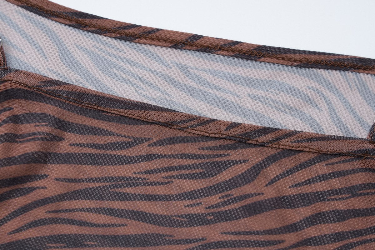 Tiger print sheer mesh cami maxi dress  | samba dress