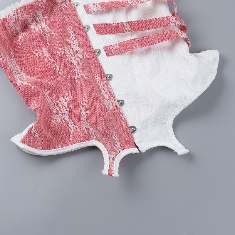 Sweetheart neck contrast button ruffle tube top